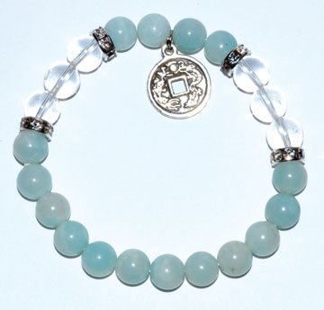 (image for) 8mm Amazonite/ Quartz with Chinese Coin - Click Image to Close