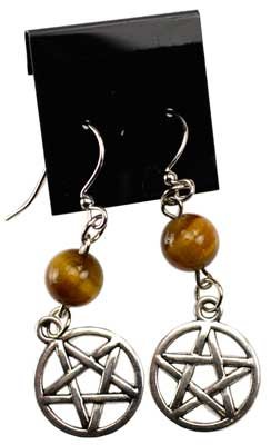 (image for) Tiger's Eye Pentagram earrings