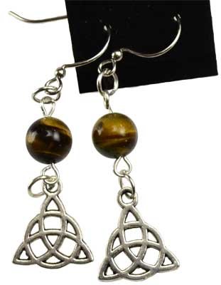 (image for) Tiger's Eye Triquetra earrings