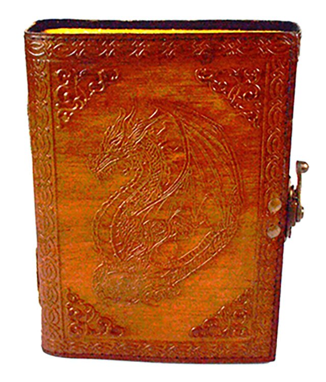 Dragon Journal aged looking paper leather w/ latch (image for) Dragon Journal aged looking paper leather w/ latch