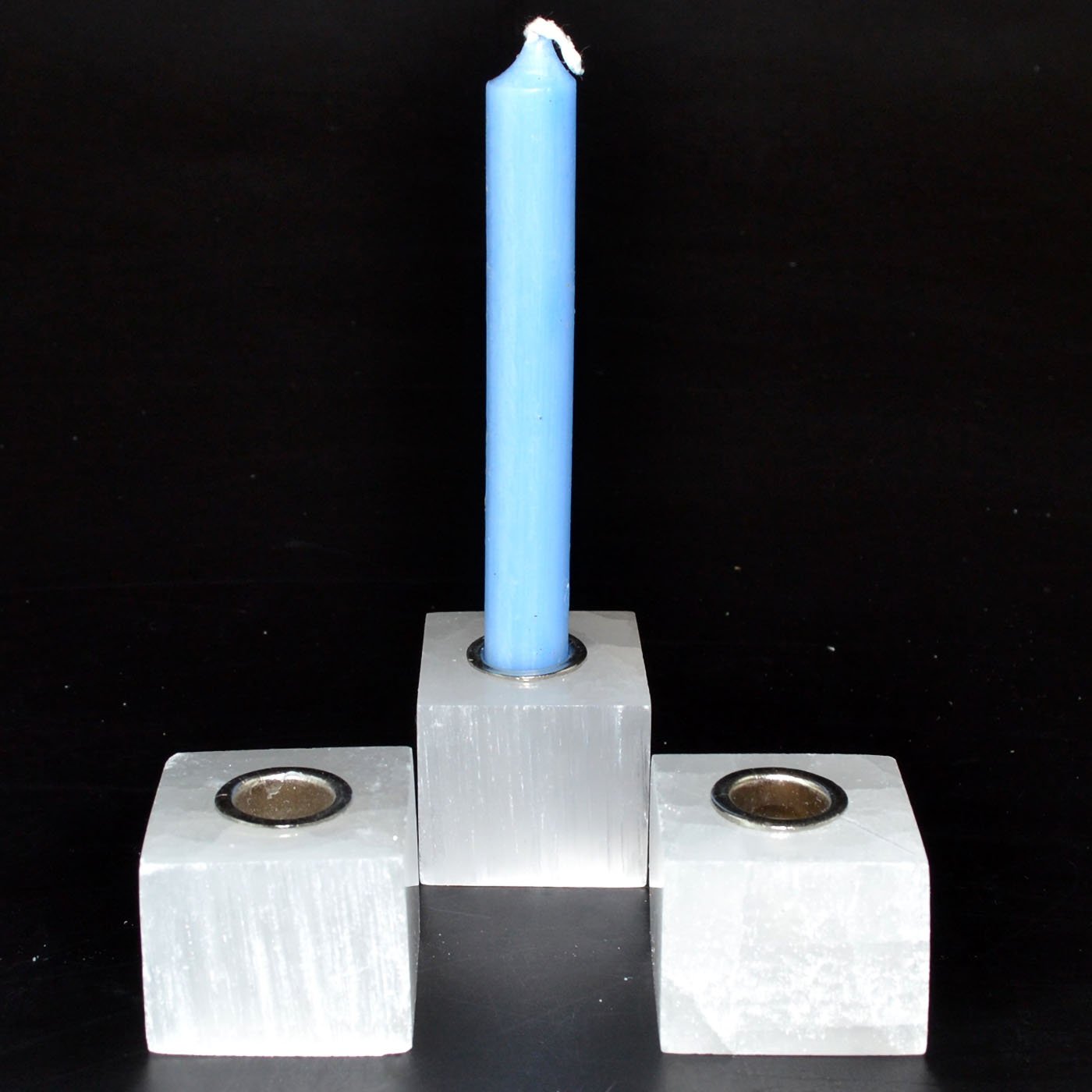(image for) (set of 3) Selenite chime candle holders