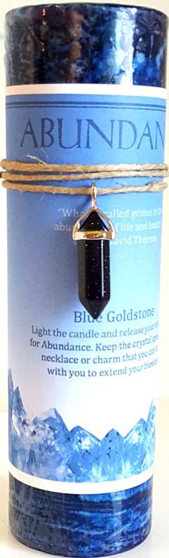 (image for) Abundance pillar candle with Blue Sandstone pendant - Click Image to Close