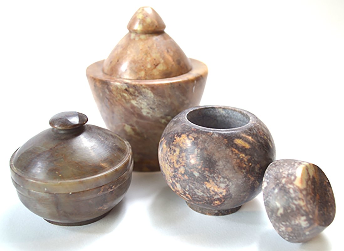 (set of 3) Gini jars soapstone (image for) (set of 3) Gini jars soapstone