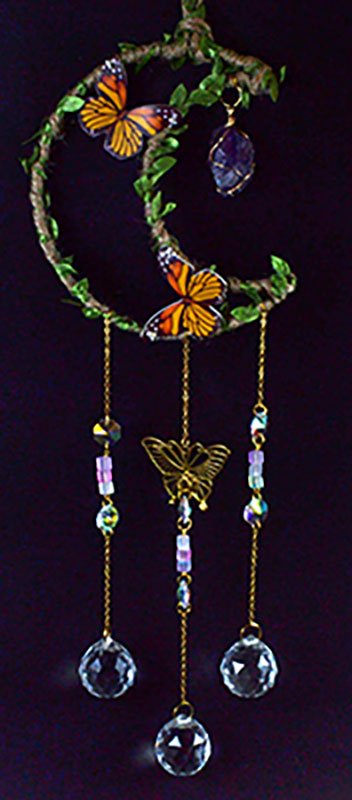 (image for) 21" Amethyst Moon W Butterfly sun catcher