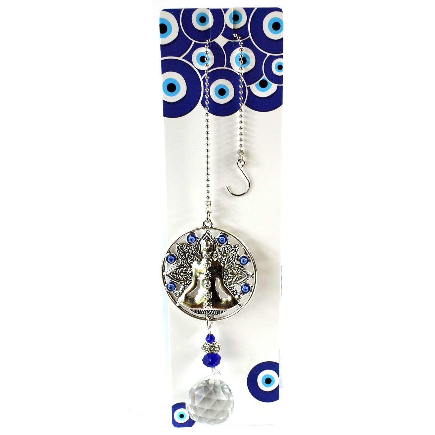 (image for) 13 1/4" Buddha & Faceted Crystal wall hanging
