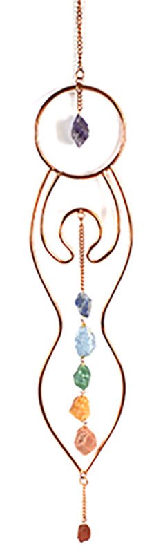 (image for) 19"x 3" Goddess with Charka Stones wall hanging