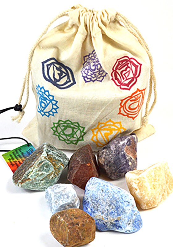 (image for) (set of 7) Chakra stones with Bag