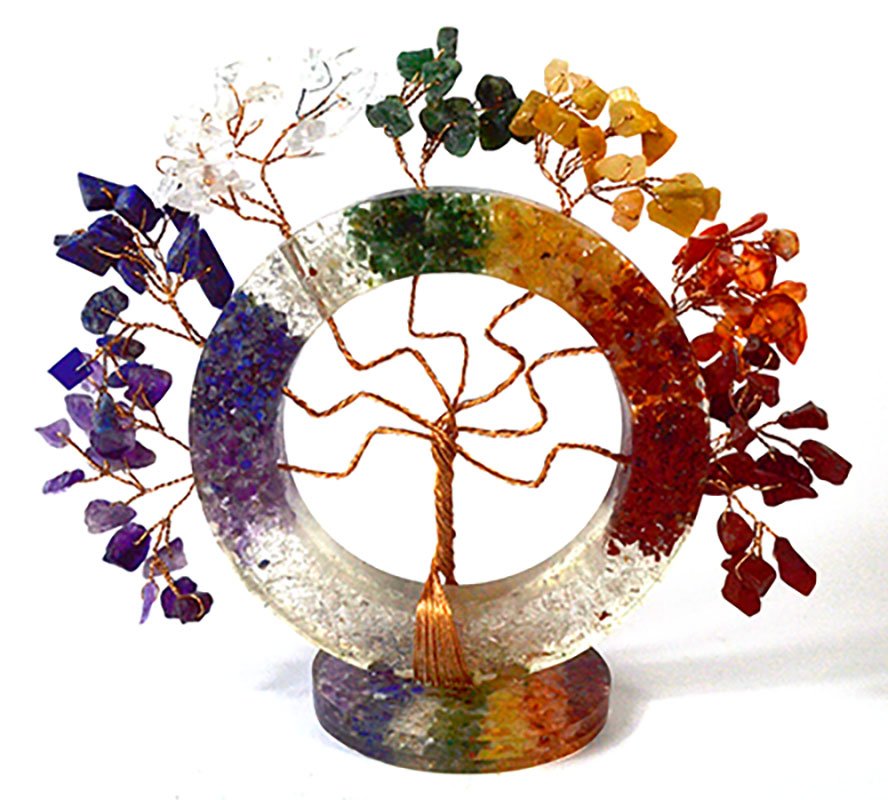 (image for) 4 1/2" Circle Tree of Life Chakra gemstone tree