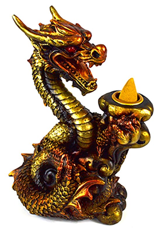 (image for) 6" Copper Dragon back flow incense burner