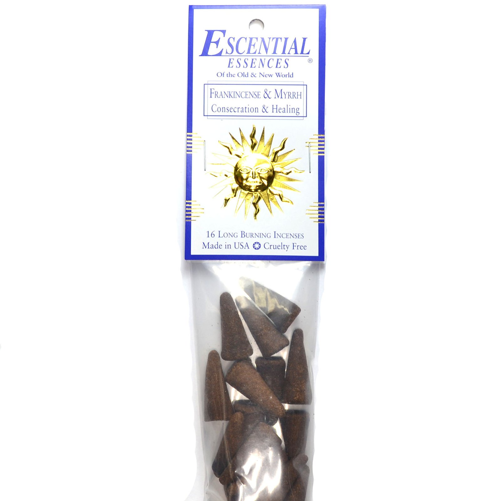 (image for) 16/pk Frankincense & Myrrh escential essences incense cones