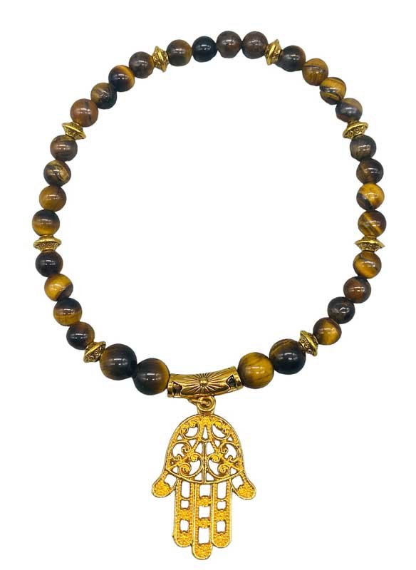 (image for) Tiger Eye W Hamsa Hand anklet - Click Image to Close