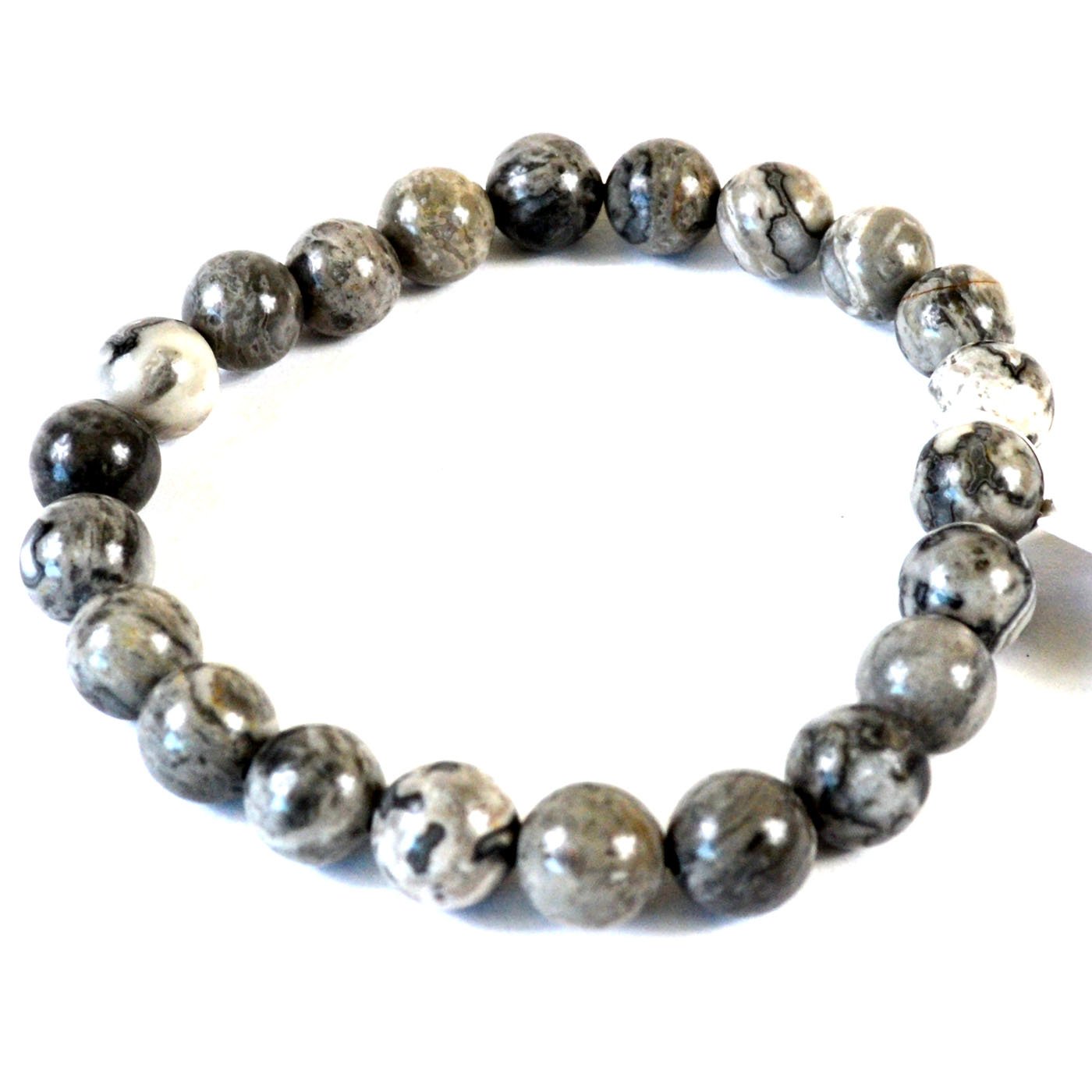 8mm Map Stone Jasper bracelet (image for) 8mm Map Stone Jasper bracelet