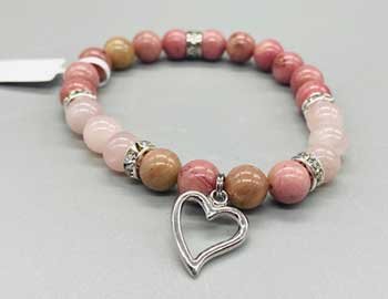 (image for) 8mm Rhodonite/ Rose Quartz with Heart - Click Image to Close