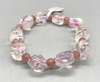 (image for) Quartz & Strawberry Quartz Nugget bracelet - Click Image to Close