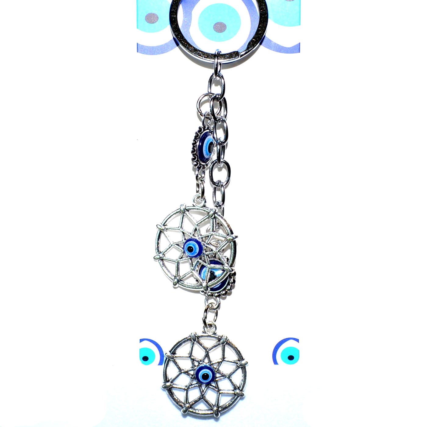 Double Dreamcatcher evil eye keychain (image for) Double Dreamcatcher evil eye keychain