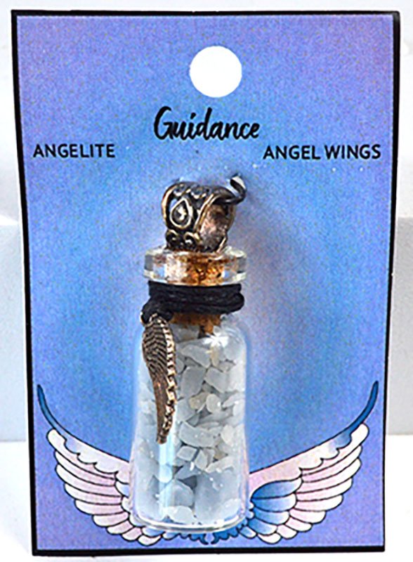 (image for) Angelite Chips in Bottle with Angel Wing necklace