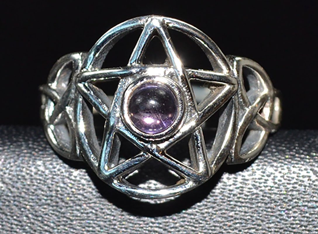 (image for) Amethyst pentagram ring adjustable