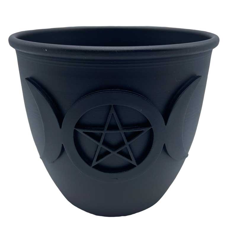 3 1/2" Triple Moon & Pentagram candle holder (image for) 3 1/2" Triple Moon & Pentagram candle holder