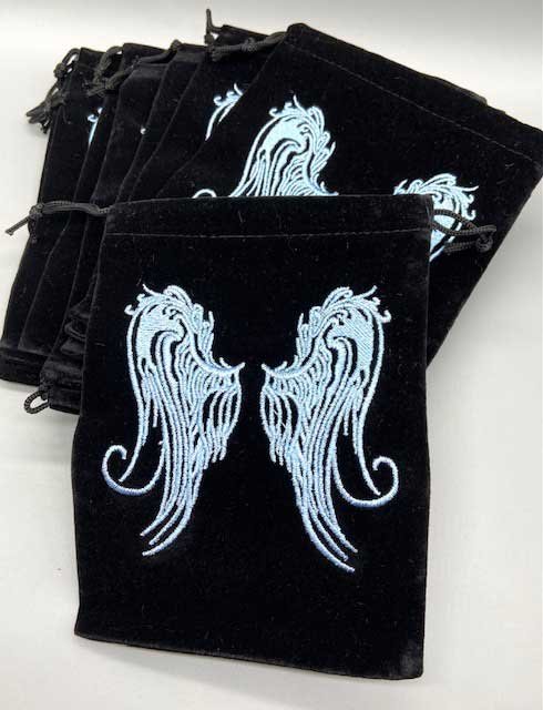 (image for) (set of 10) 5"x 7" Angel Wings Black velveteen bag - Click Image to Close